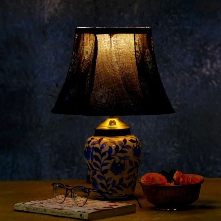 Plume Blue Ikat Bell Lampshade