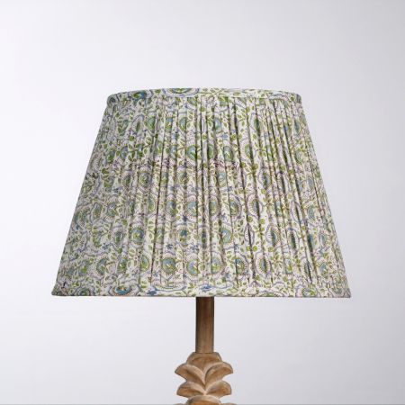 White Green Block Print Empire Lampshade Medium