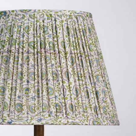 White Green Block Print Empire Lampshade Medium