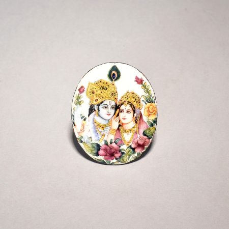 A Painting of Radha Krishna ji made of copper