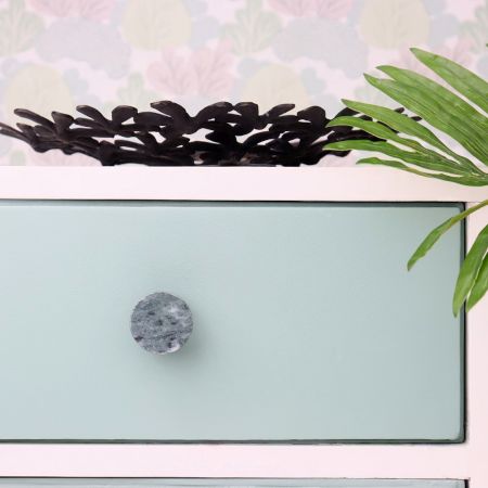 Round Teal Green Stone Dresser Knob