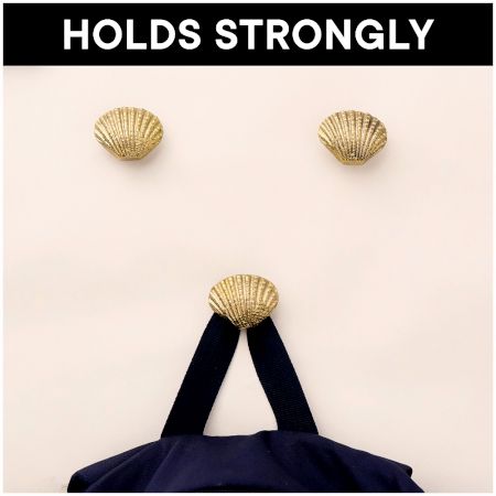 Golden Solid Brass Shell Wall Hooks-3 Pieces