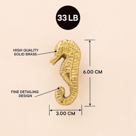 Golden Brass Seahorse Wall Hooks-3 Pieces