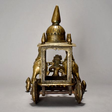 Vintage 2 Horse Cart With Rider Of Brass Material
