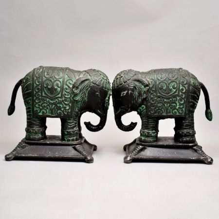 Pair Of Beautiful Elephant Of Metal Material