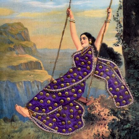 Painting Of Lady On Swing With Clothes Art Work
