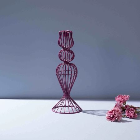 Heather-Toned Iron Wire Candle Holder