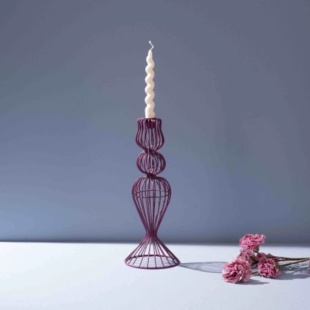 Heather-Toned Iron Wire Candle Holder