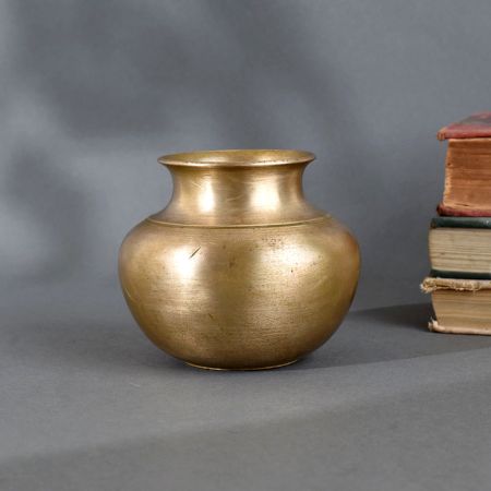 Indian Brass Holy Water Pot Handcrafted Kalash for Pooja, Rituals & Temple Use