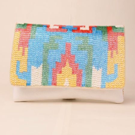 Aurora Mirage Hand-Beaded Clutch with Elegant Chain Strap