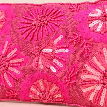 Rosé Radiance Hand-Beaded Sequin Pouch