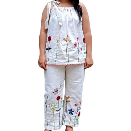 Khadi Hand Embroidery Work Co Ord Set
