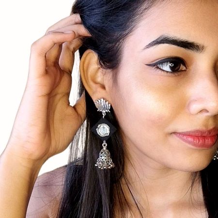 Black And Silver Mirror Everyday Earrings