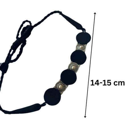 Oxidized Silver Fabric Choker In Black
