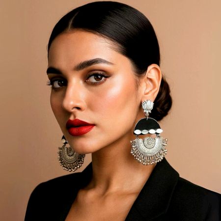 Black Heavy Oxidized Jhumka Earrings