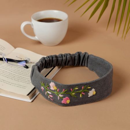 Hand Embroidered Floral Headband
