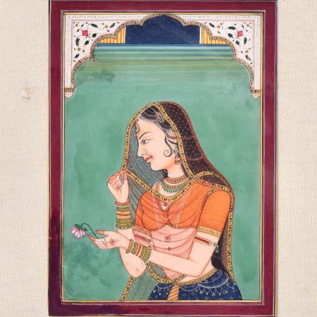 Typical Rajasthani Painting Of Lady Call Bani Thani With Fine Work