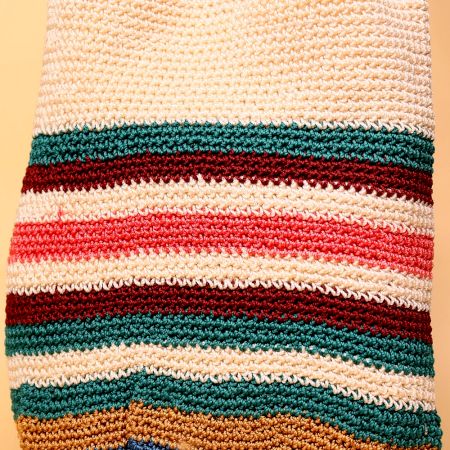 Handmade Crochet Tote Bag – Multicolor Striped Boho Shoulder Bag