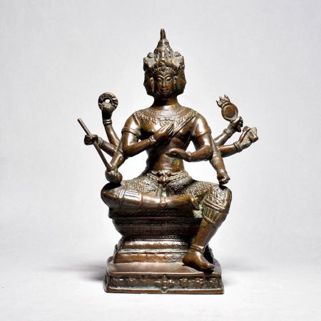 Burmese Art God Figure With Fine Art In White Metal