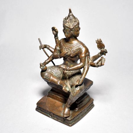 Burmese Art God Figure With Fine Art In White Metal