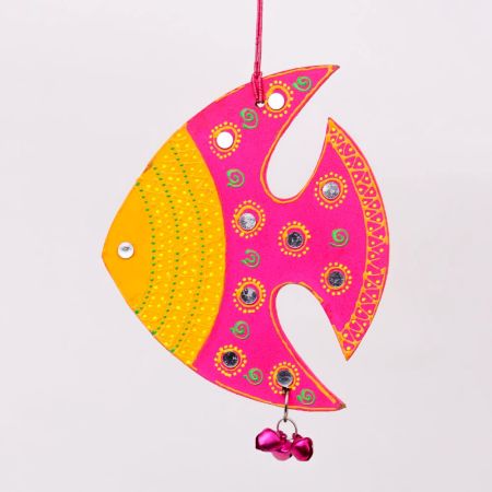 Handmade Wooden Fish Wall Hanging for Home Decor - Pink, Sky Blue, Navy Blue, Purple
