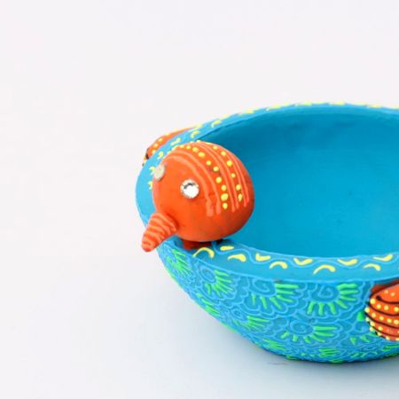 Handmade Washable Bird Terracotta T-Light Holder