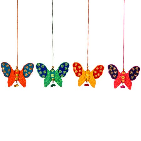 Handmade Wooden Butterfly Wall Hanging - Yellow-Red, Orange-Blue, Pink-Purple, Green-Blue