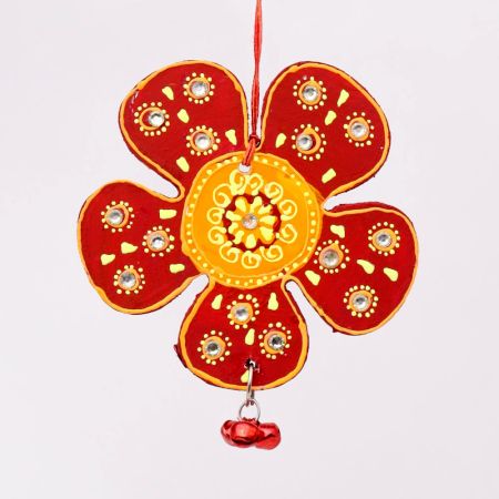 Handmade Wooden Flower Wall Hanging - Red-Yellow, Green-Pink, Blue-Green, Sky Blue-Orange
