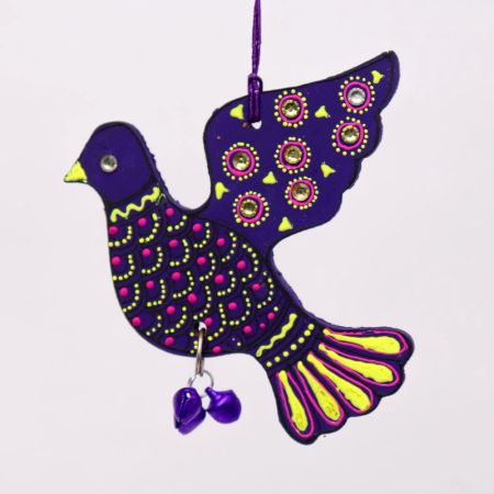 Handmade Wooden Dove Wall Hanging for Home Decor - Purple, Green, Red, and Blue