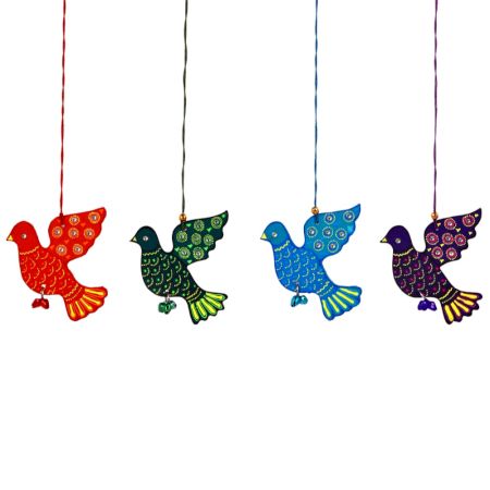 Handmade Wooden Dove Wall Hanging for Home Decor - Purple, Green, Red, and Blue