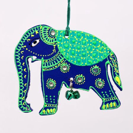 Handmade Wooden Elephant Wall Hanging - Blue-Green, Red-Yellow, Sky Blue-Orange, Pink-Green