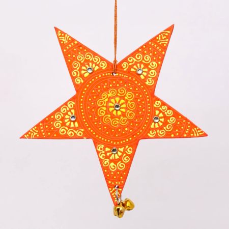 Handmade Wooden Star Wall Hanging for Home Decor - Orange, Black, Blue, Pink