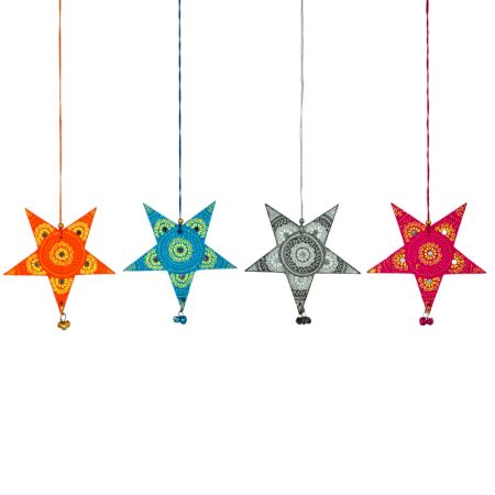 Handmade Wooden Star Wall Hanging for Home Decor - Orange, Black, Blue, Pink