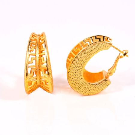Brass Designer Hoop Earrings for Women with 22k Gold Plating Gift Jewelry
