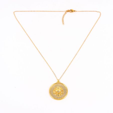 Brass Lion Face Pendant Necklace for Men Gift for Him