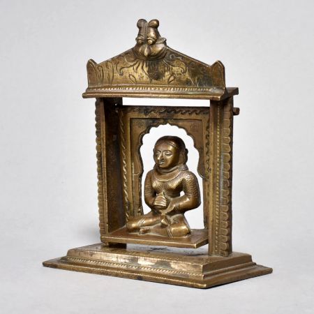 Brass Temple with Godess on Swing Figurine with Yali Design