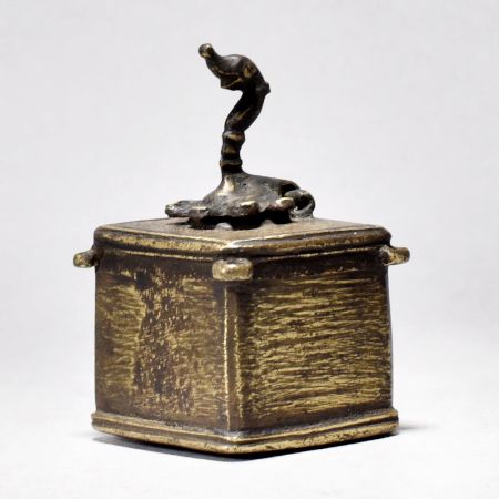 Vintage Brass Ink Pot with Bird Neck Lid
