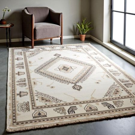 Modern Geometric Beige Carpet