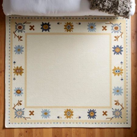 Hand Knotted Geometric Orange Rug