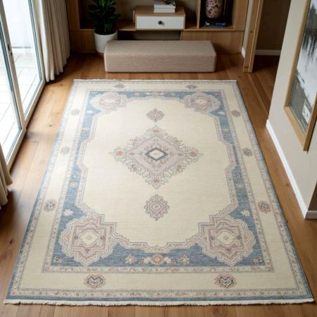 Handknotted Oushak Rug A Light