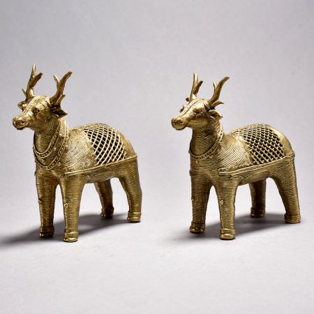 Standing Nandi Bull Pair with Jali Work