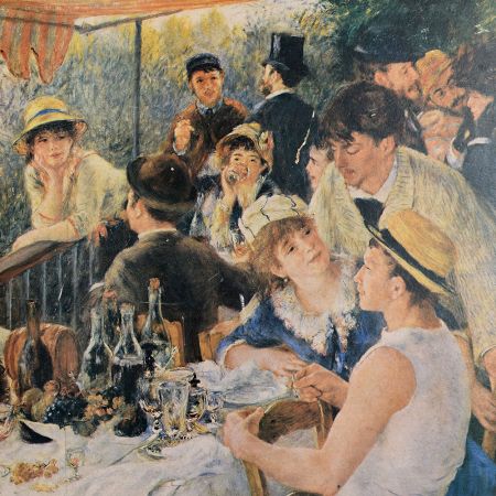Vintage Print on Hardboard of Social Gathering Scene