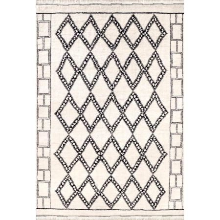 New Moroccon Design Handmade White Rug