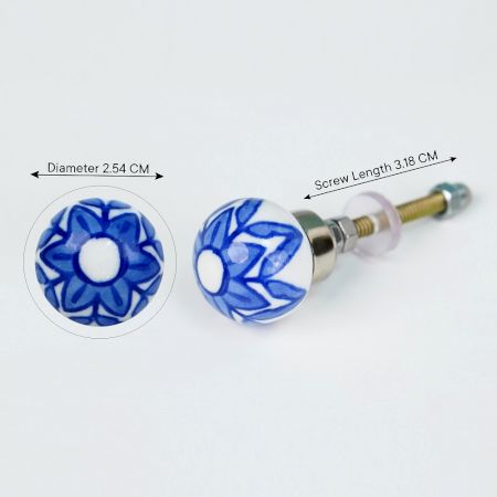 6 Pack Blue Ceramic Cabinet Knobs- Dresser Knobs