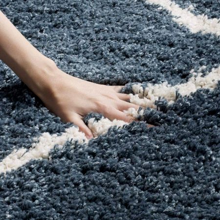 Modern Blue Shaggy Living Mat
