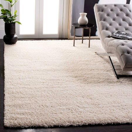 Modern Ivory Geometric Dining Carpet