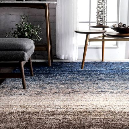 Handmade Navy Geometric Hall Rug