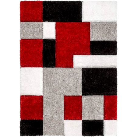 Cozy Red Shaggy Bedroom Rug