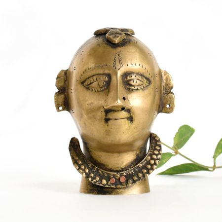 Tribal Brass Head Bust in Antique Finish