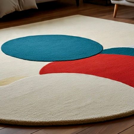 Handtufted Abstract Color Circle Rug
